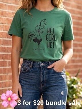 Time & Tru Hei Girl Hei Rooster Graphic Tee Disney Inspired Green Size XL
